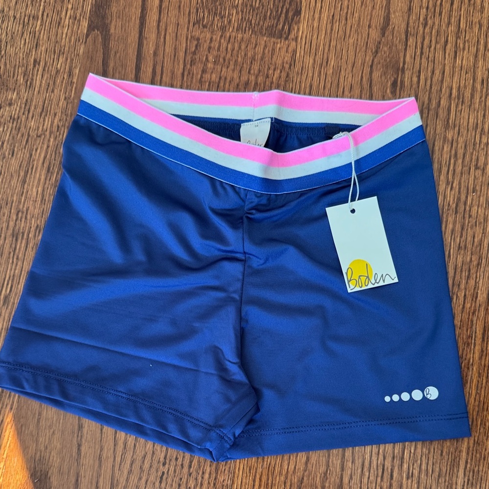 Boden Navy Swim Shorts with Pink and Blue Accents